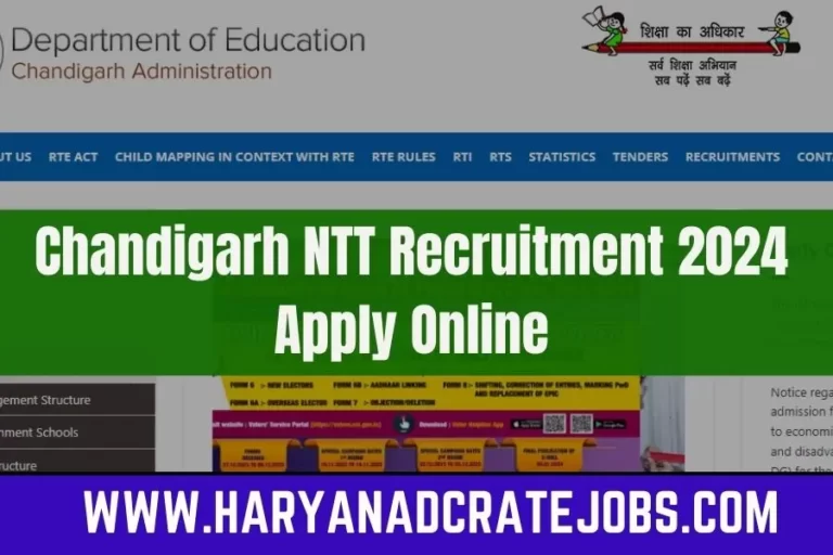 Chandigarh NTT Recruitment 2024 Apply Online