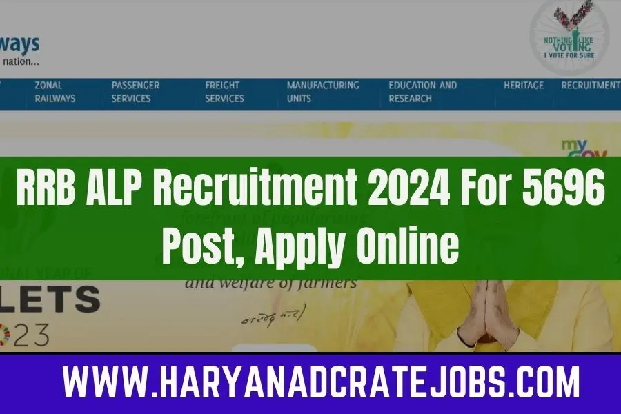 RRB ALP Recruitment 2024 For 5696 Post, Apply Online